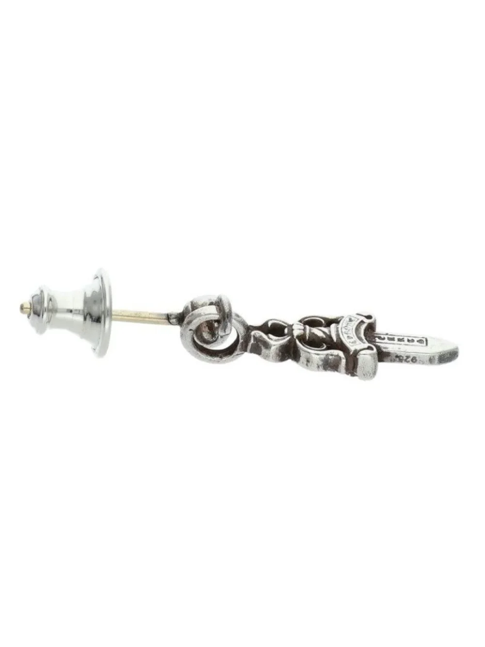 Chrome Hearts Drp Stck Dggr Stack Dugger Drop Silver Earrings